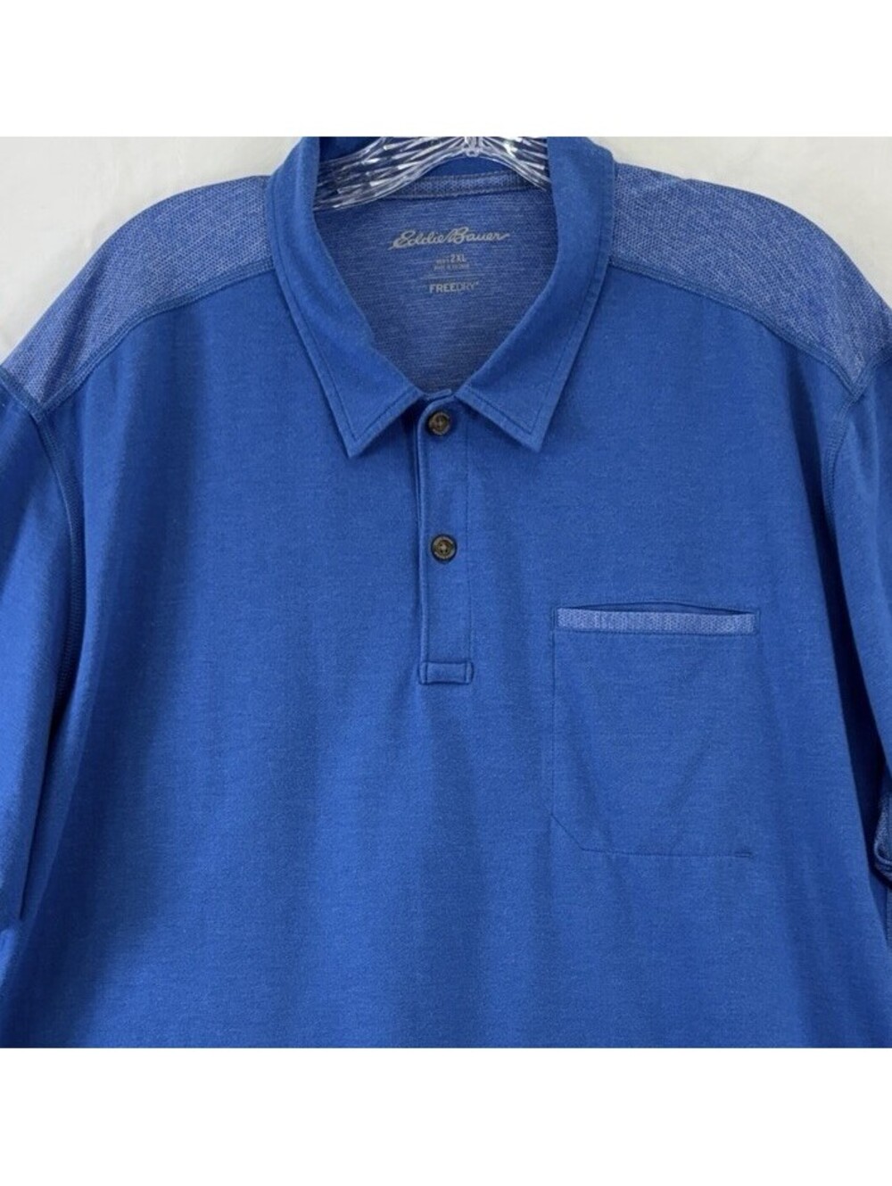 Eddie Bauer Free Dry Polo Shirt 2XL Mens Blue Short Sleeve